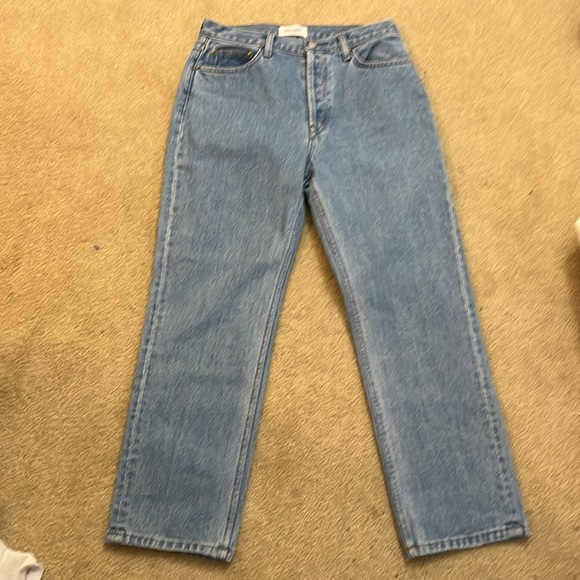 NWT STILL HERE TATE JEAN BLACK AND WHITE STRIPE in vintage blue - Picture 6 of 8